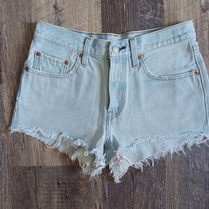 Levi's 501 Bleach Wash Frayed Denim Shorts
